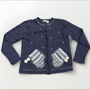 CLASSIC ELEMENTS 90s GRANNYCORE Cardigan Size L Fair Isle Sweater Ramie Ugly Vtg